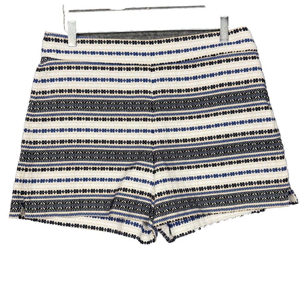 Gap Shorts Womens 12 Blue Black White Woven High Rise Side Zip Cotton Blend Boho